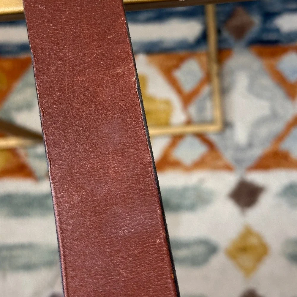 Polo Ralph Lauren Belt 38 Brown New‎ Leather Silver Roller Buckle Classic